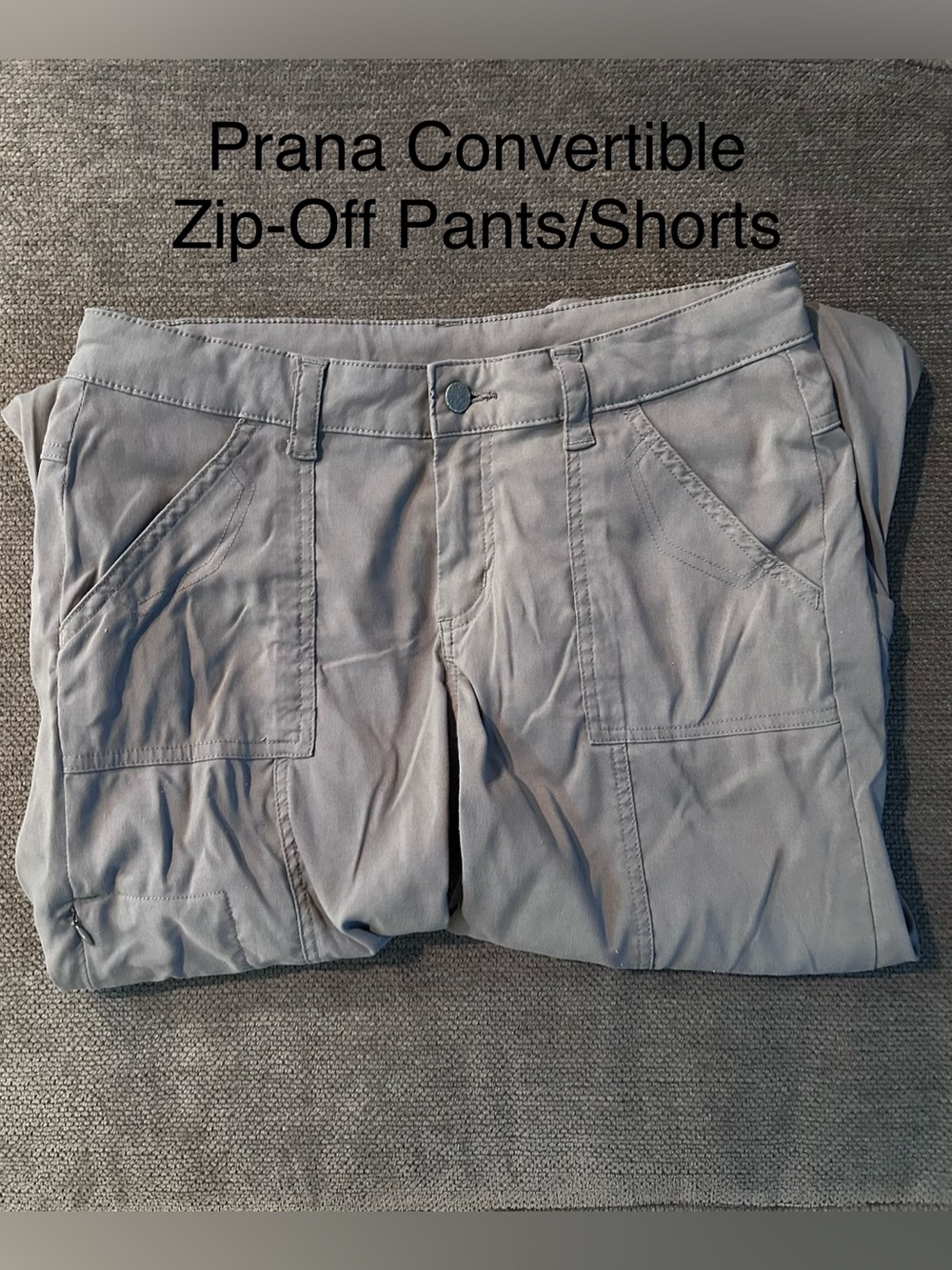 Prana Convertible Zip-Off Hiking Pants. Womens Size 10. Gray. EUC.